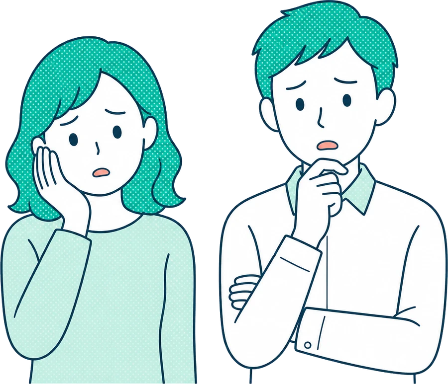 悩みを抱える保育士・支援員のイラスト